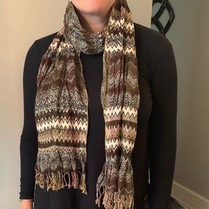 Brown Zig Zag Missoni-Patterned Scarf